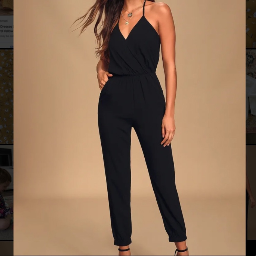 NWT Lulus Black Halter Jumpsuit M